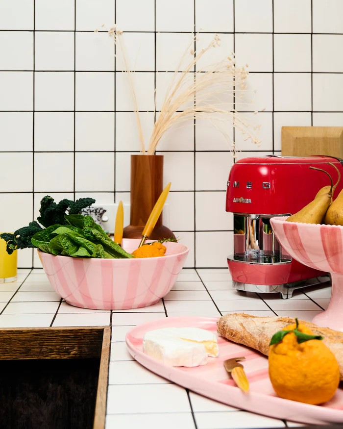 Kip and Co Pink Stripe Platter