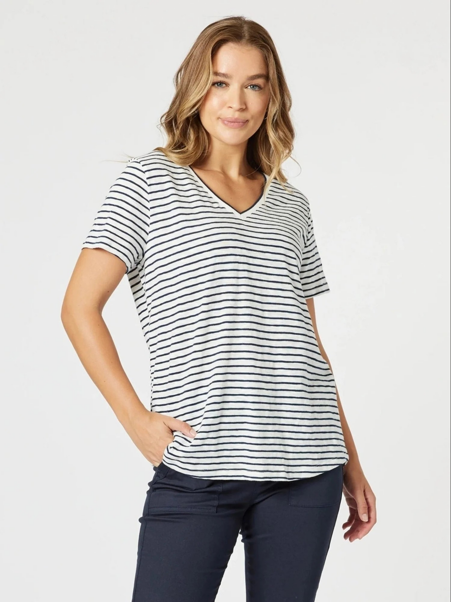 Threadz Tonic Stripe Tee - Navy/White