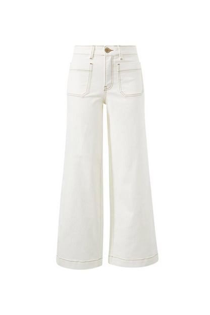 Ceres Life Wide Leg Patch Pocket Jeans Ecru