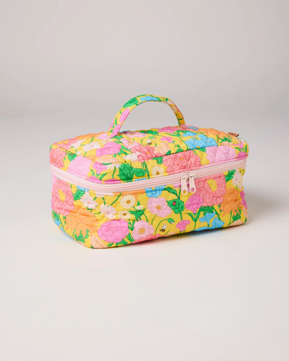 Kip and Co Follow The Sun Yellow Quilted Cotton Toiletry Case