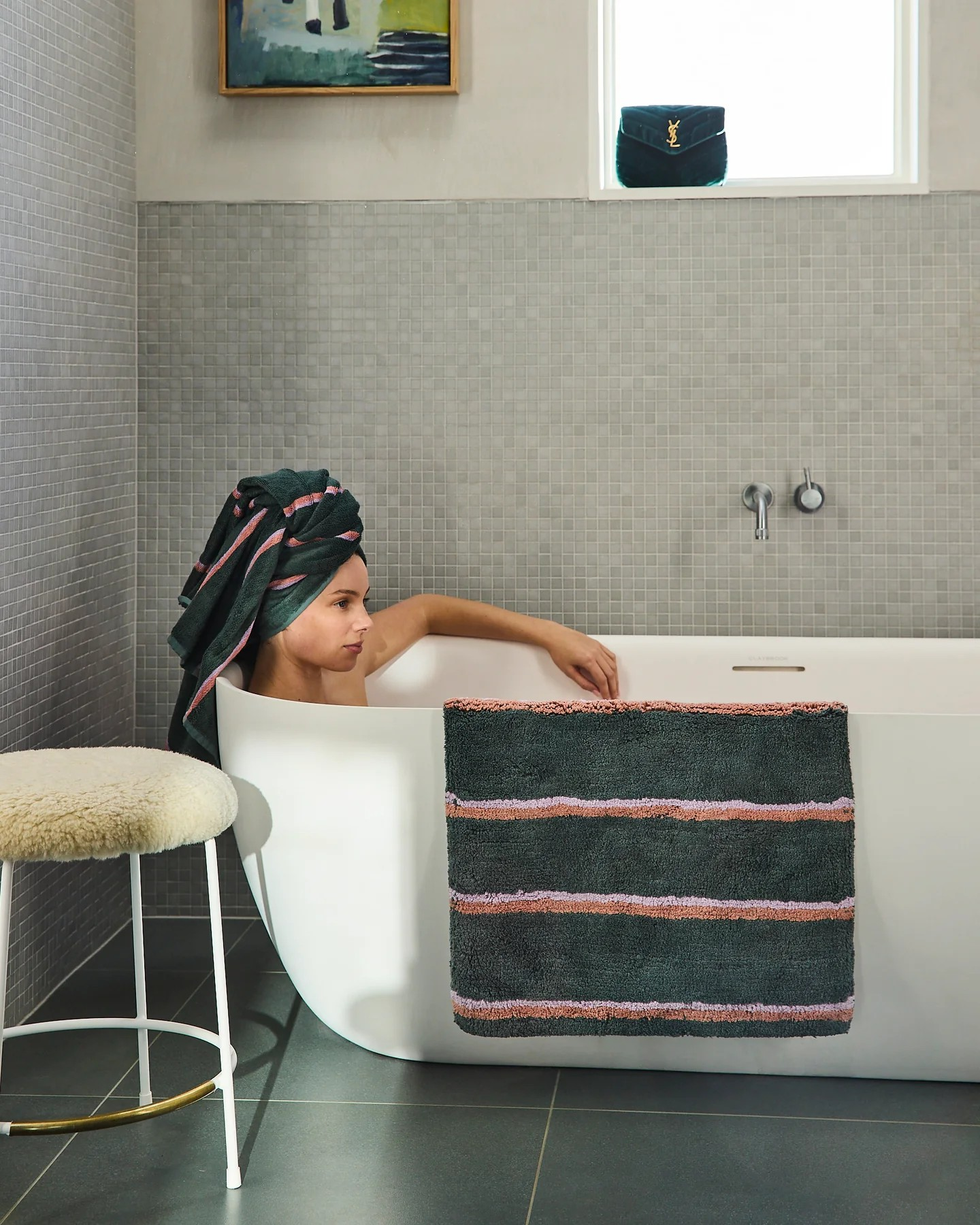 Kip and Co Wakame Crush Stripe Bamboo Terry Bath Towel