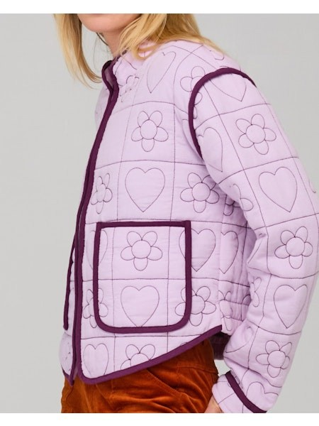 Boom Shankar Quilted Cotton Jacket Orchid Heart Print