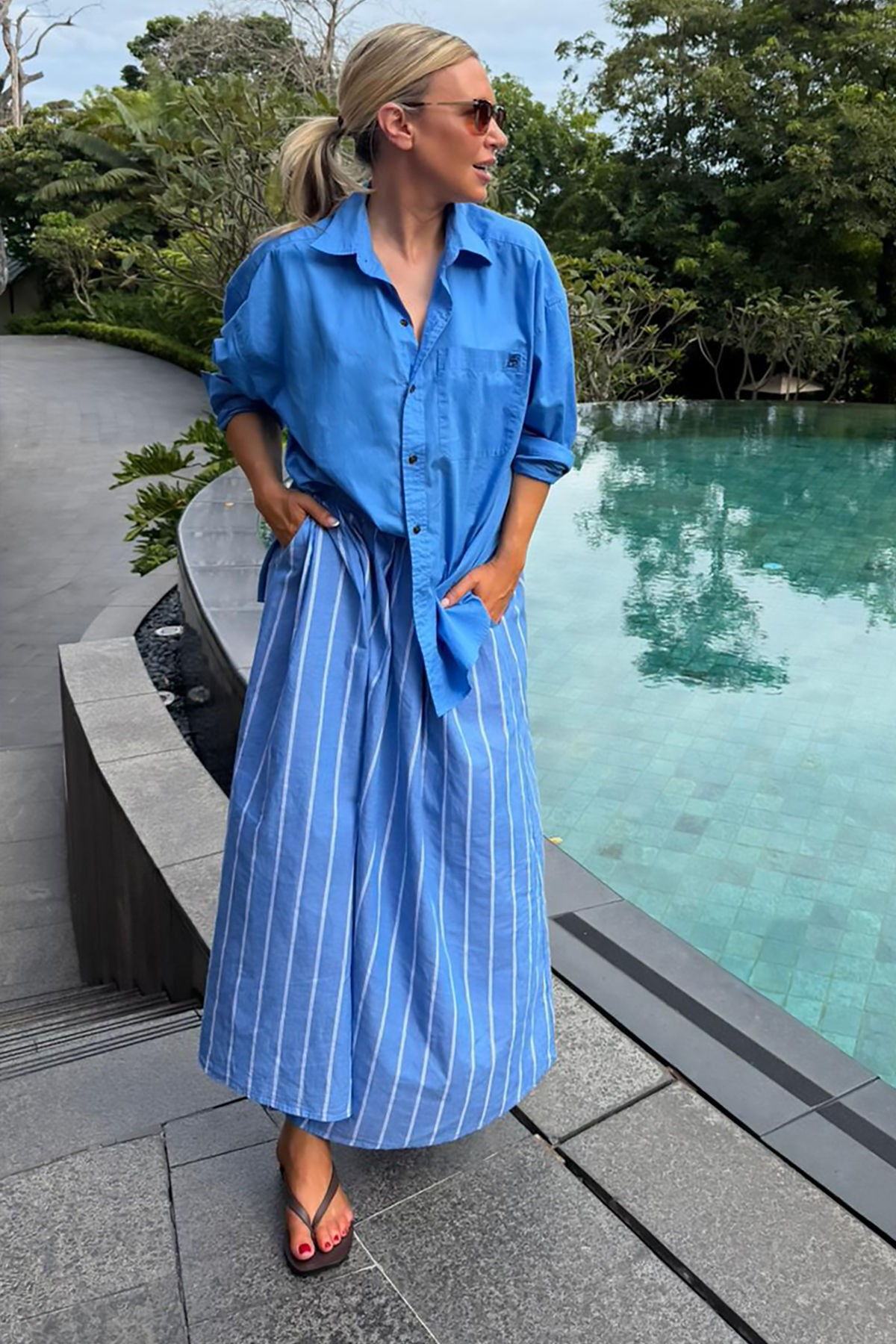 Ceres Life Florence Maxi Skirt - Oxford Blue/White Stripe