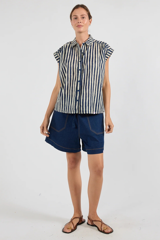 Ibisa Dixie Top with Navy and White Stripes | Sterling Belle Australia