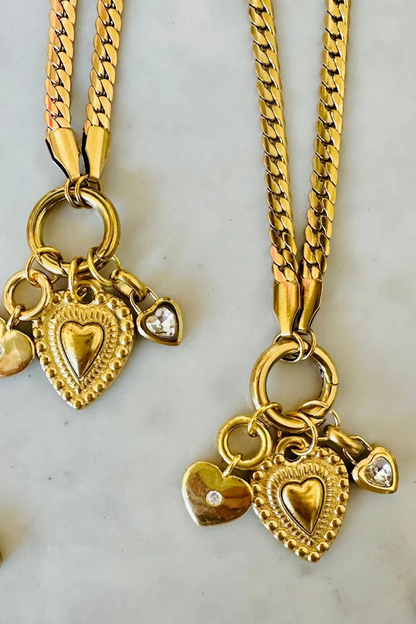Mosk Melbourne Triple Heart Charm Necklace
