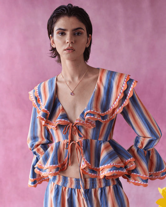 Celia B Plum Top - Multi Stripe