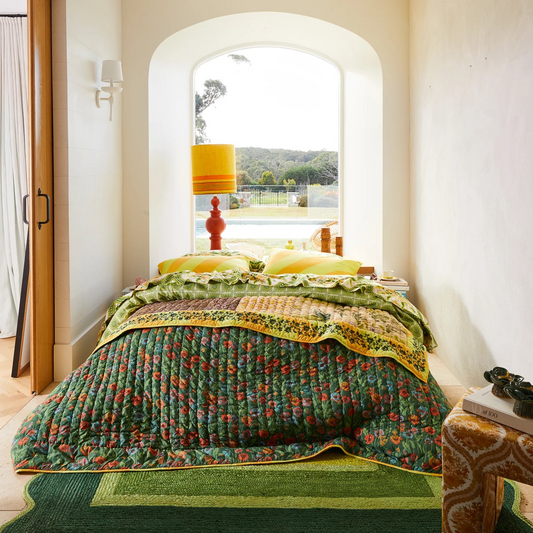 Sage & Clare Clarice Patchwork Bedcover - Key Lime