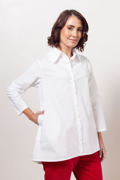 See Saw 100% Cotton L/S Gathered Back Shirt White