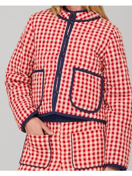 Boom Shankar Mizuki Jacket - Red Seersucker | Womens Jackets Online