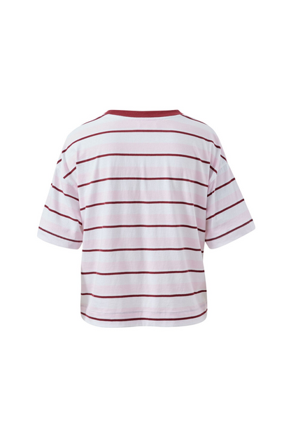 Ceres Life Brea Boxy Tee - Sunfaded Pink/Mulberry Stripe