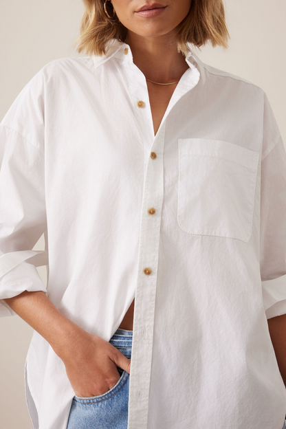 Ceres Life Peta Oversized Shirt - White Organic Cotton