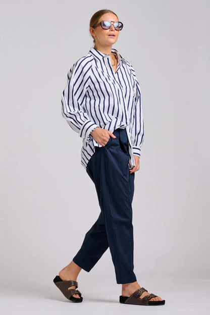 Shirty Gigi Shirt White with Navy Stripe