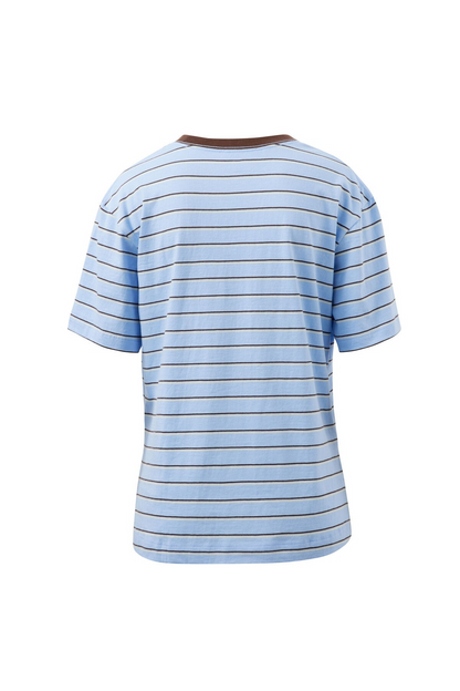 Ceres Life Stevie Slouchy Tee - China blue/Choc butter stripe