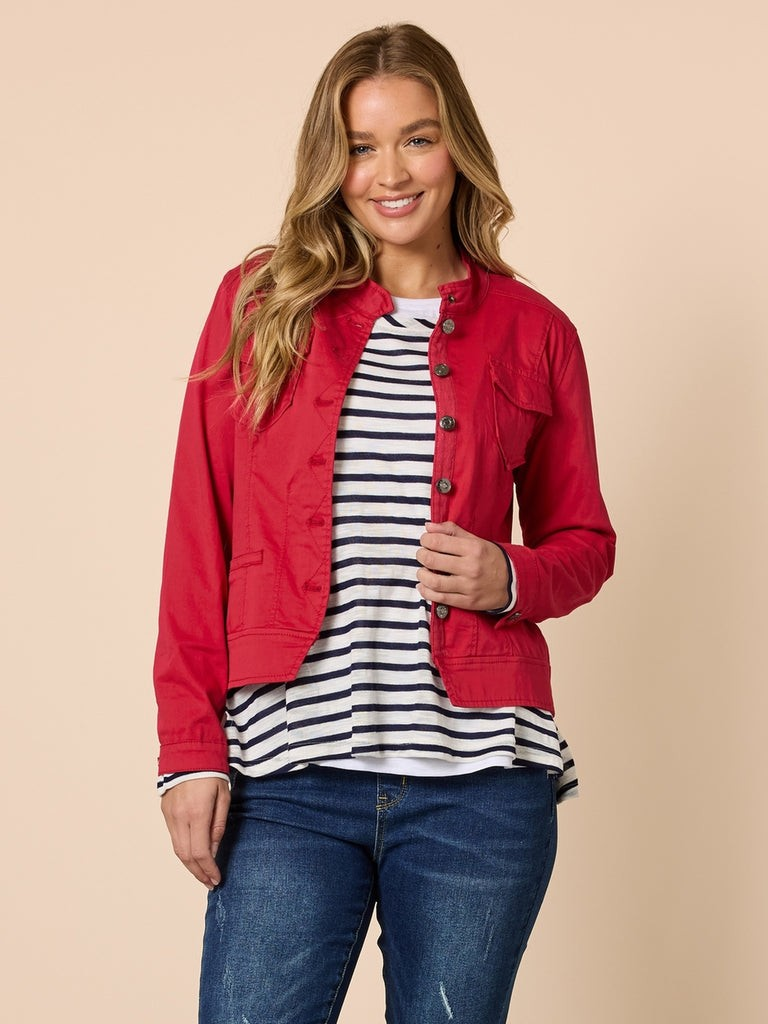 Threadz Maggie Denim Jacket - Red