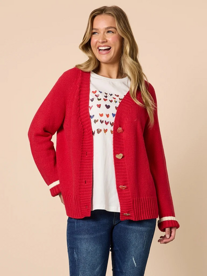 Threadz Back to Love knit Cardi - Red