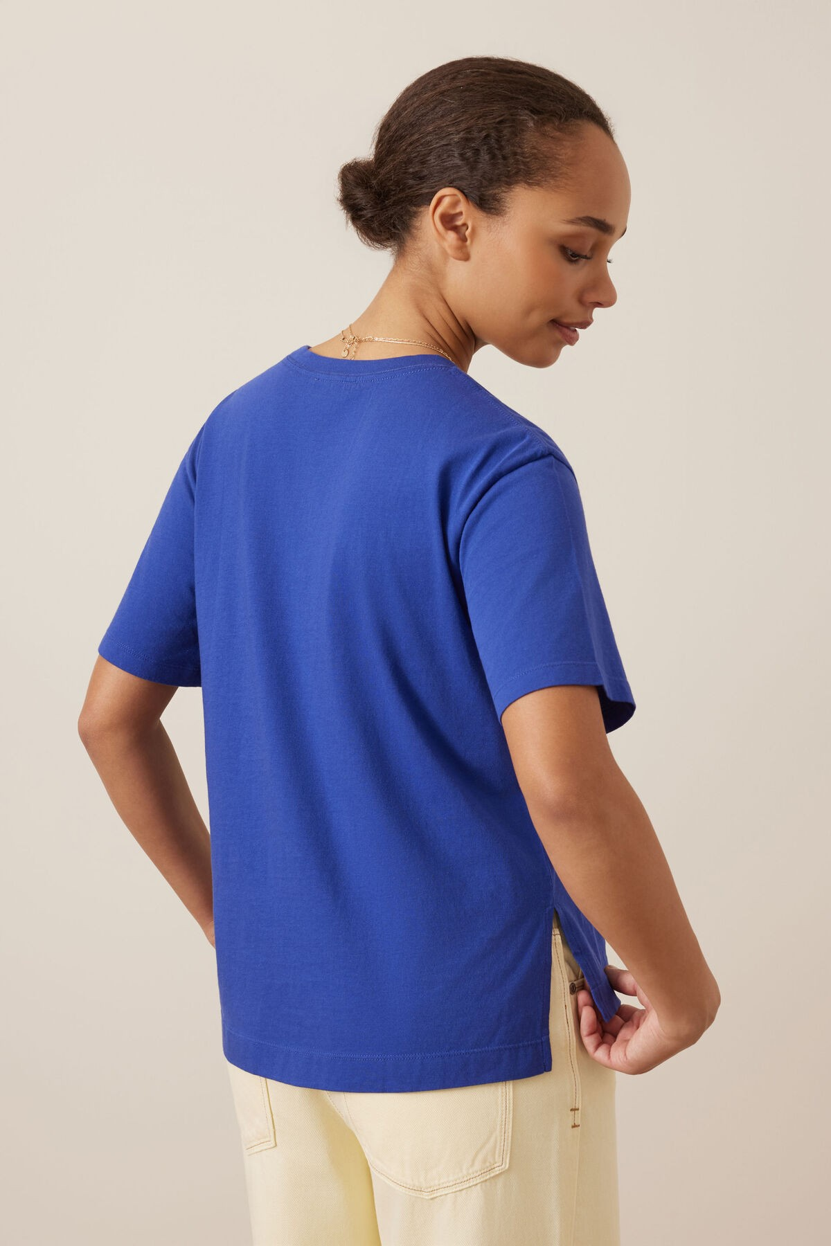 Ceres Life Stevie Slouchy Tee - Polo blue/Marshmallow varsity