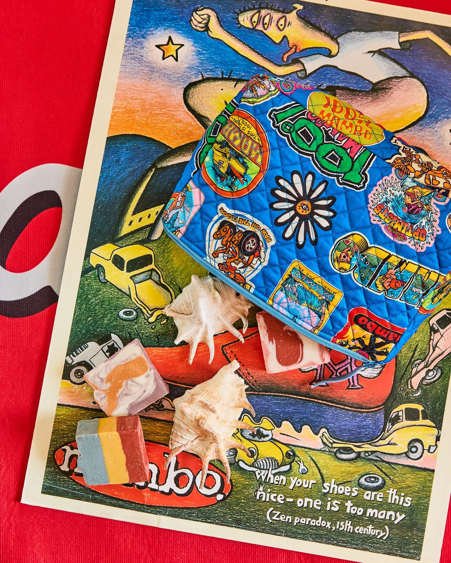 Kip&Co x Mambo Sticker Club Quilted Cotton Toiletry Purse