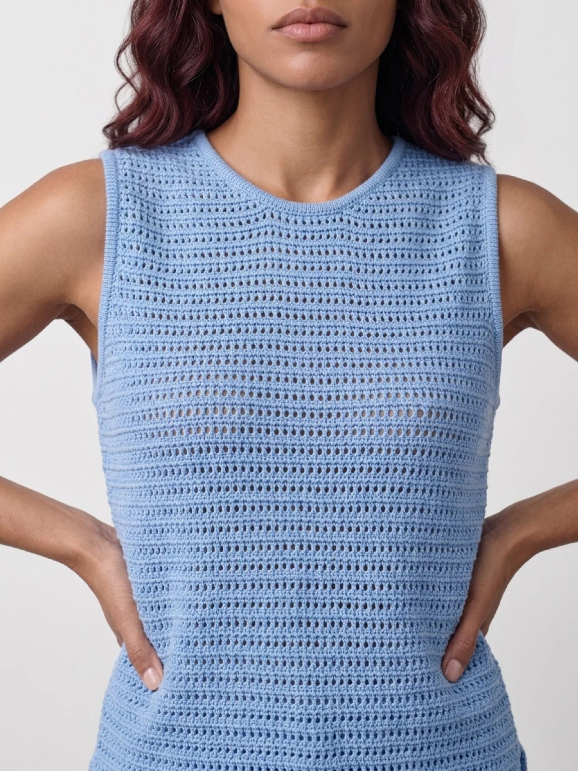 Ceres Life Margot Mesh Knit Tank - Sky Blue
