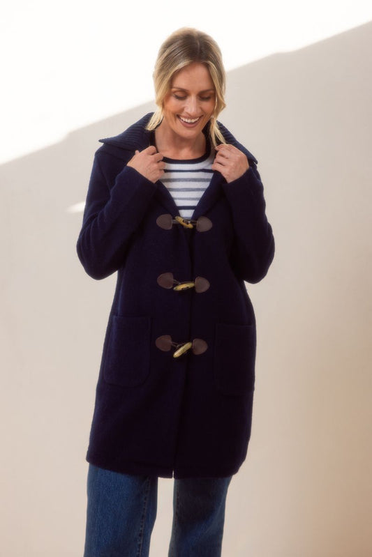 See Saw 100% Wool Duffle Coat Navy