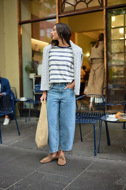 Ceres Life Maggie Tapered Barrel Jean - Mid Vintage Blue