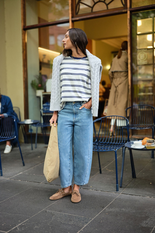 Ceres Life Maggie Tapered Barrel Jean - Mid Vintage Blue