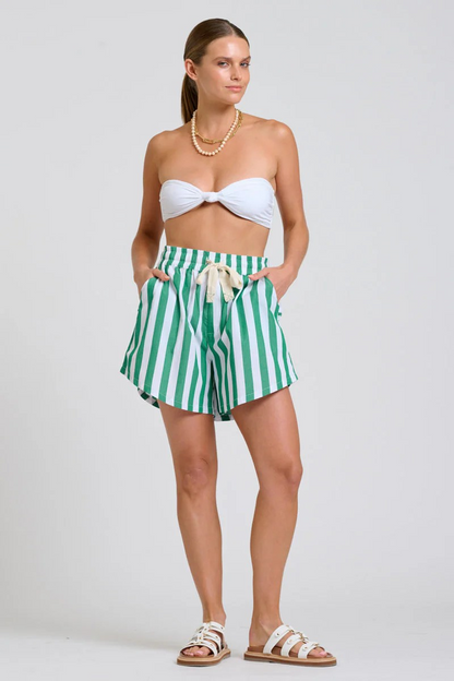 Shirty The Ashley Short Green Wide Stripe