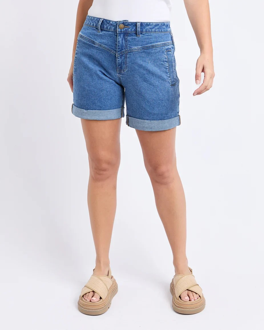 Foxwood Devi Denim Shorts - Mid Blue