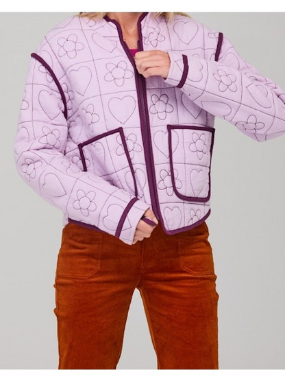 Boom Shankar quilted cotton jacket in an Orchid Heart print