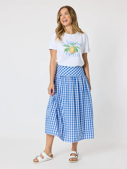 Threadz Amalfi Gingham Check Skirt - Azure White