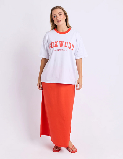 Foxwood Intention Contrast Tee - White/Grenadine
