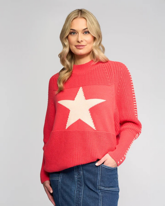 Vassalli Star Sweater - Coral
