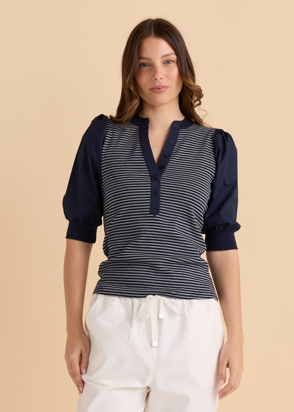 Betty Basics Ralph Rib Top - Navy Stripe
