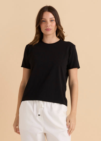 Betty Basics Slim Fit Cotton Tee - Black