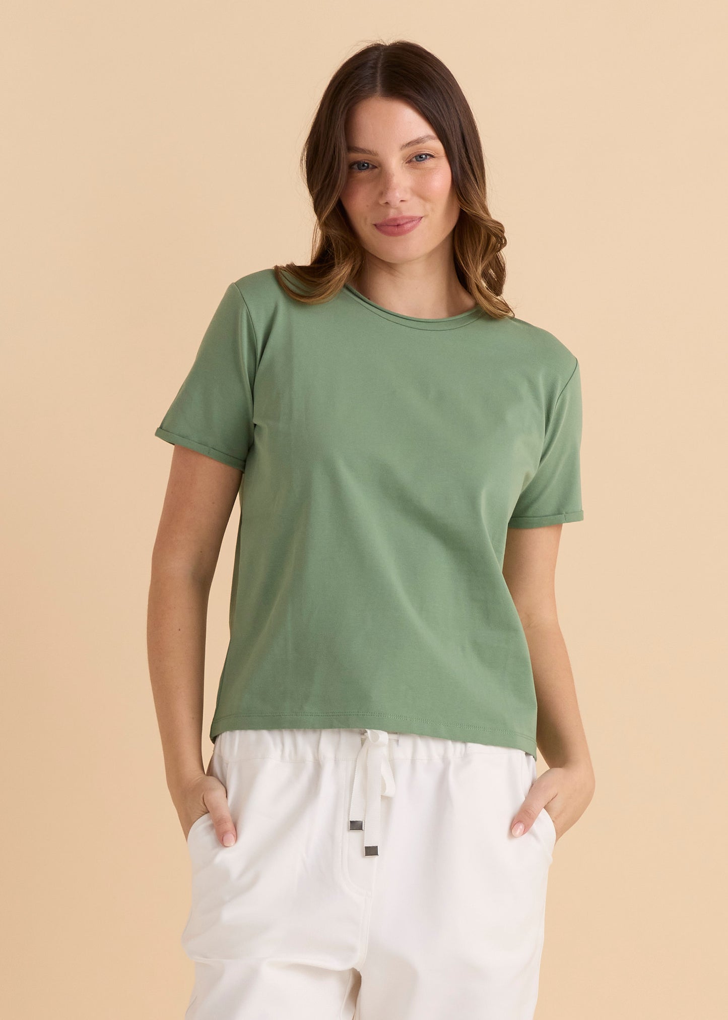 Betty Basics Slim Fit Cotton Tee - Green