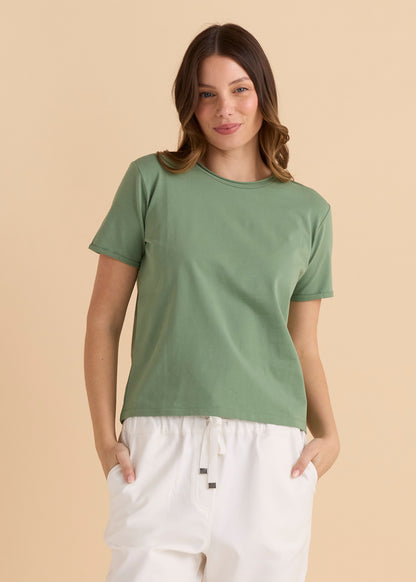 Betty Basics Slim Fit Cotton Tee - Green