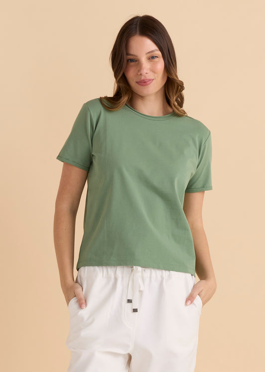 Betty Basics Slim Fit Cotton Tee - Green