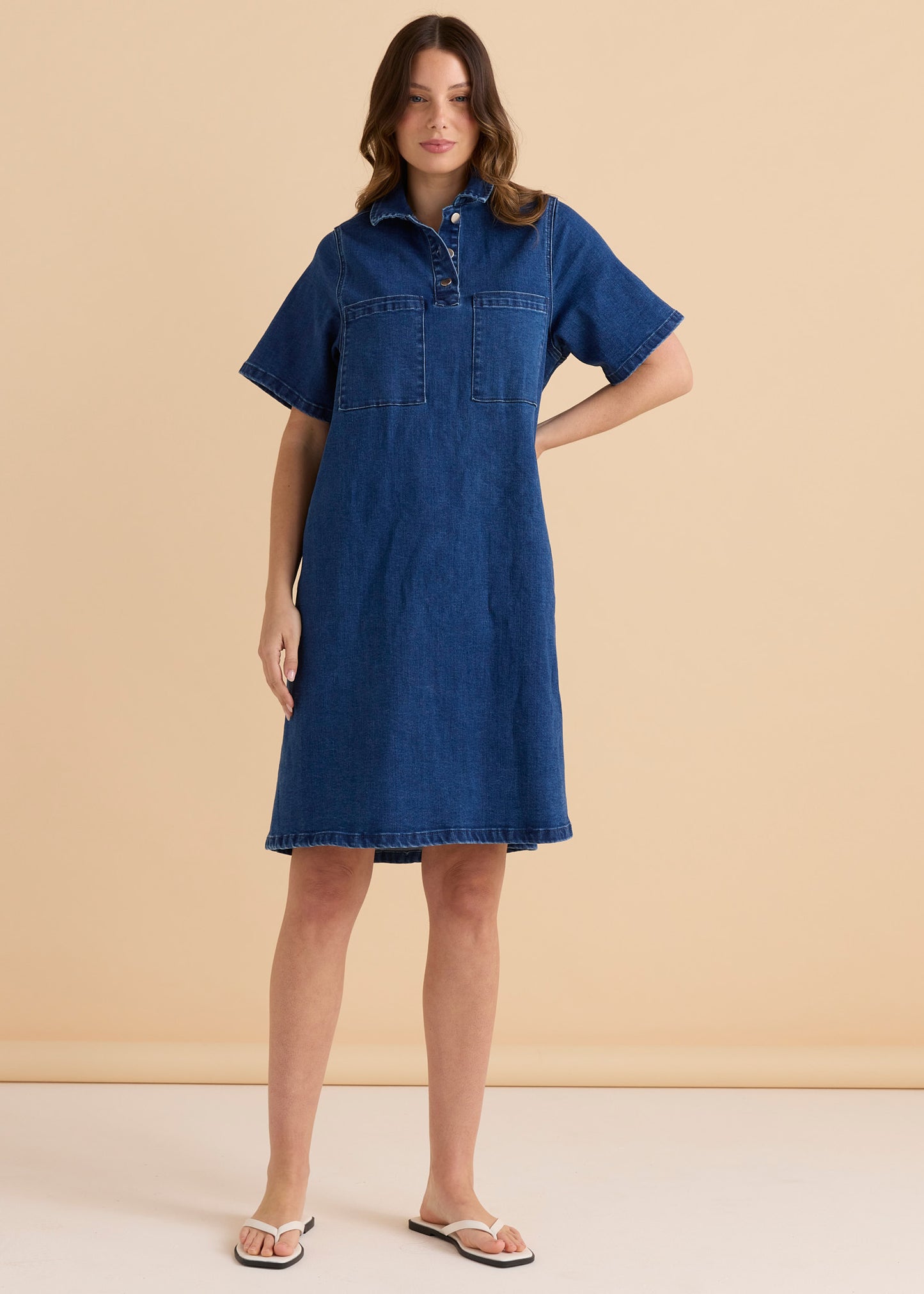 Betty Basics Shift Denim Shirt Dress