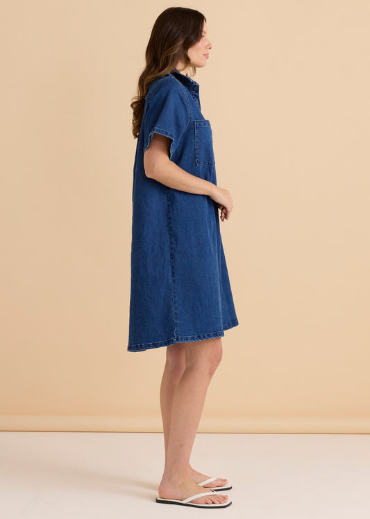 Betty Basics Shift Denim Shirt Dress