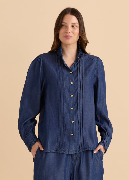 Betty Basics Lucille Lyocell Pleated Shirt