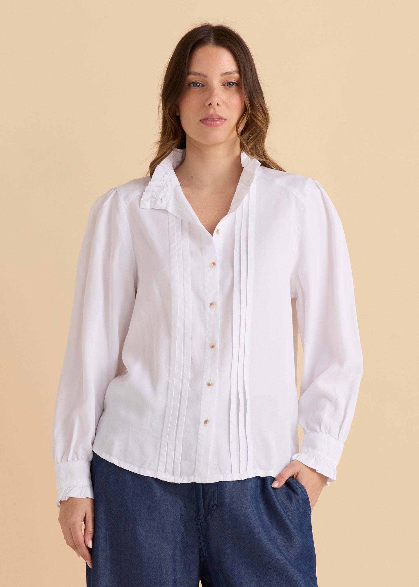 Betty Basics Lucille Lyocell Pleated Shirt
