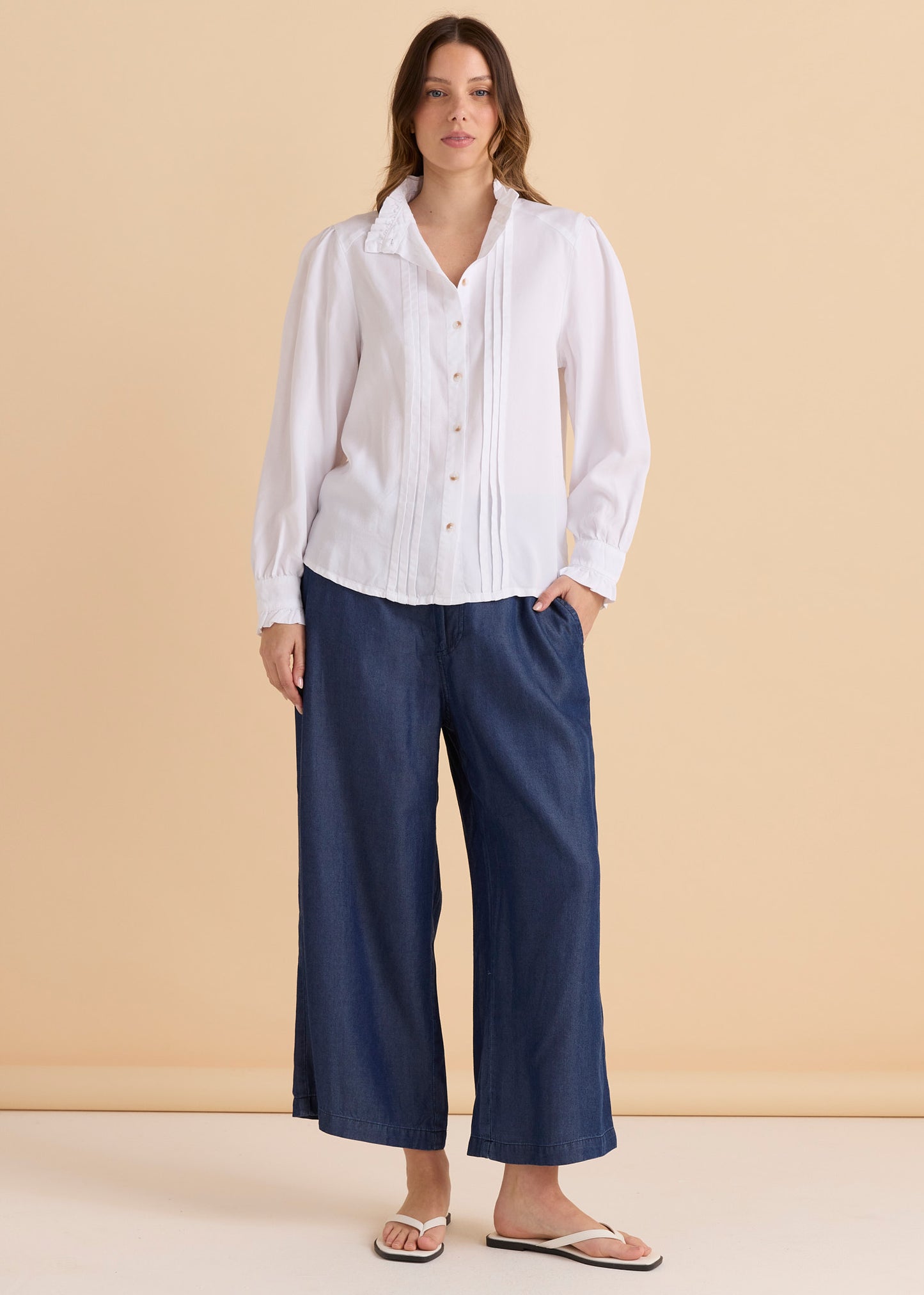 Betty Basics Lucille Lyocell Pleated Shirt