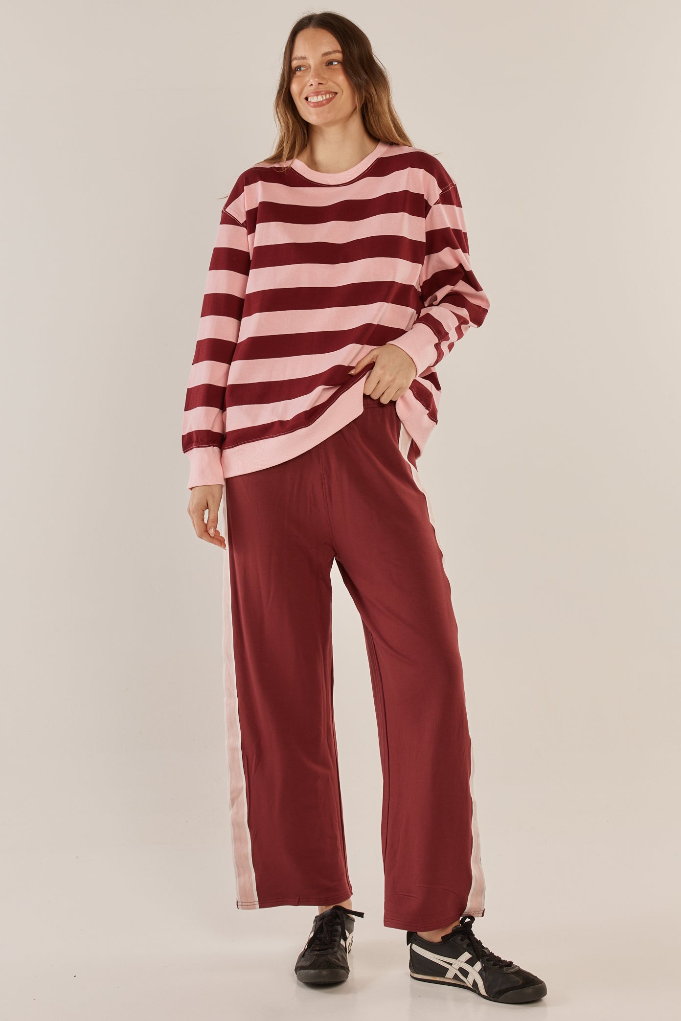 Betty Basics Stazie Sweatshirt - Pink/Red Stripe