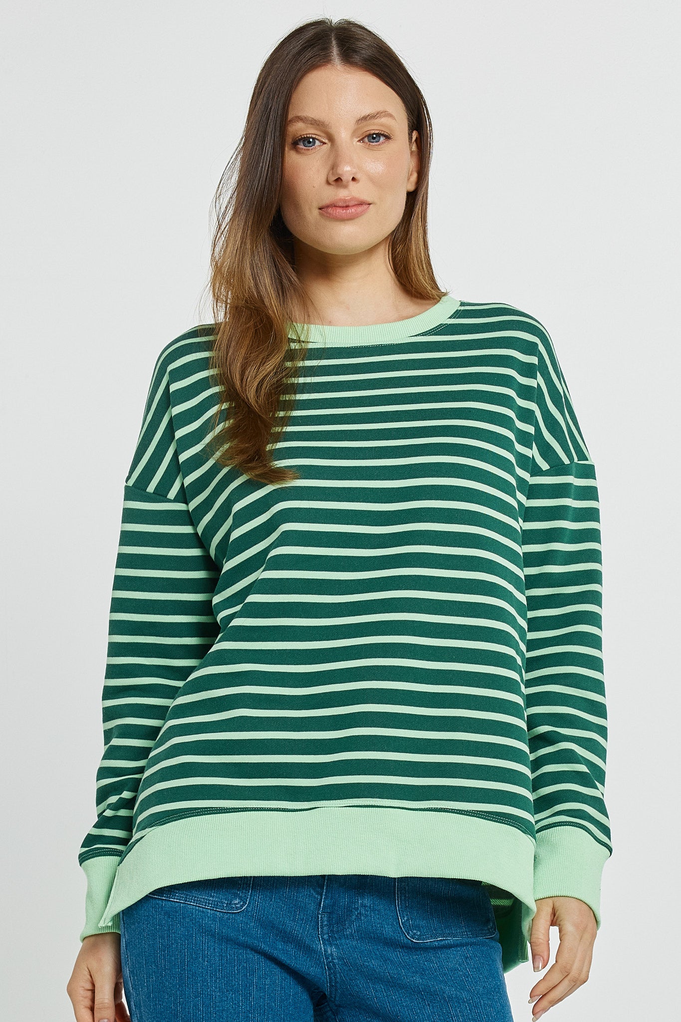 Betty Basics Tide Stripe Sweatshirt Cotton Blend
