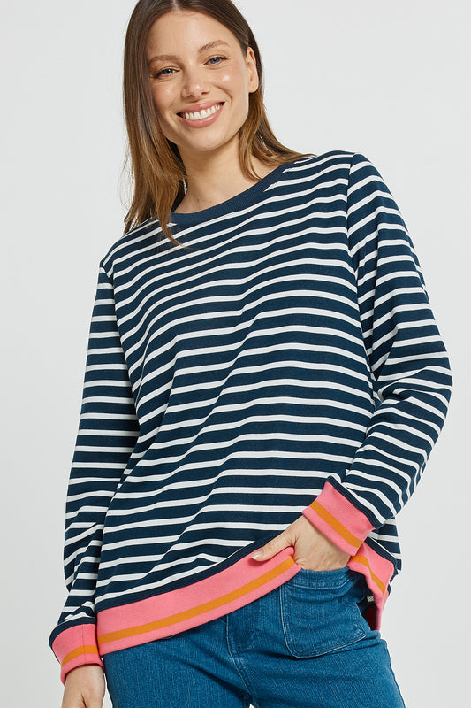 Betty Basics Tyra Sweat - Navy/White Stripe