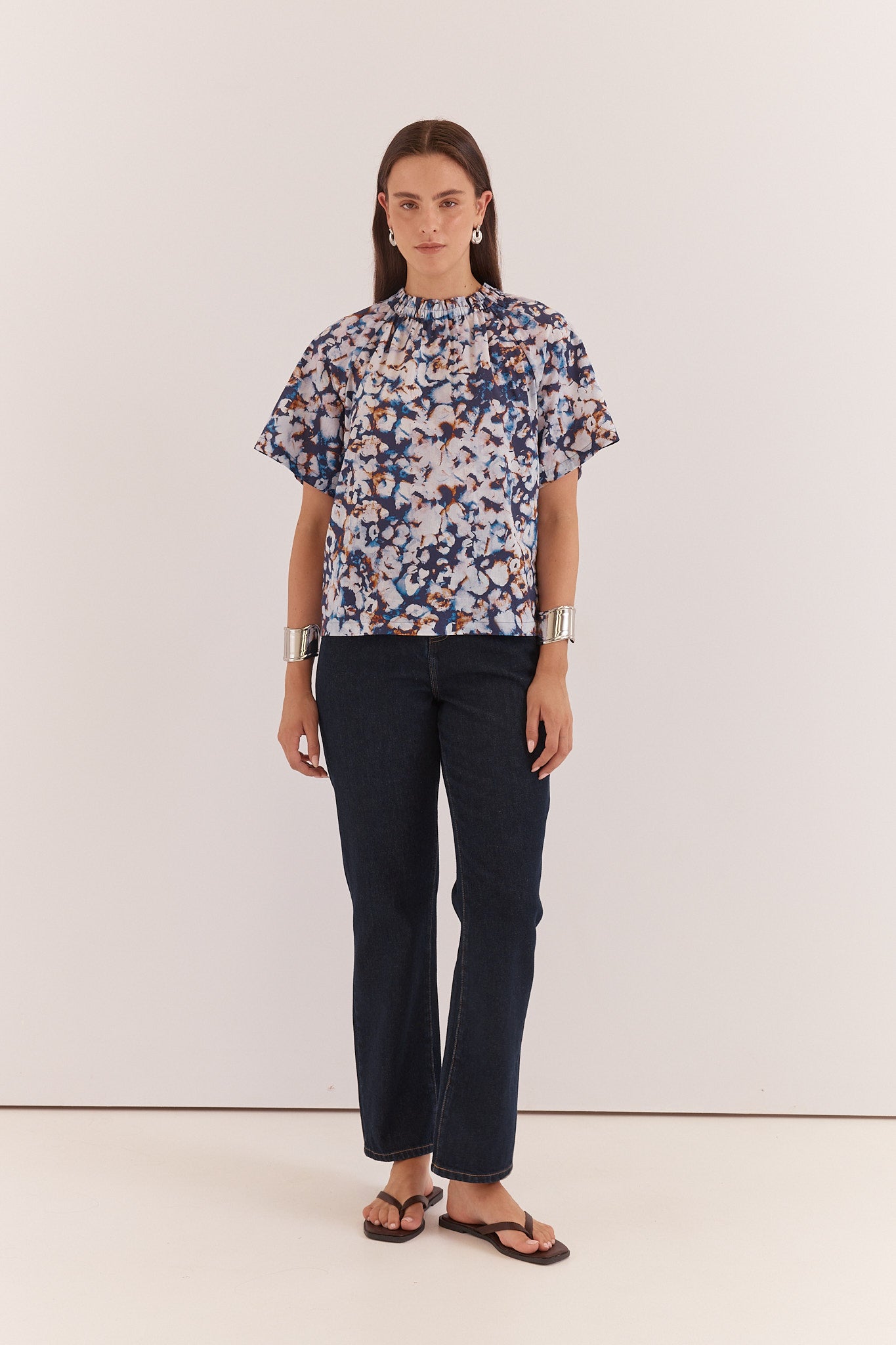 Betty Basics Anika Frill Neck Blouse - Violet Floral