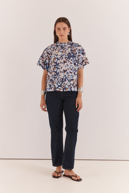 Betty Basics Anika Frill Neck Blouse - Violet Floral