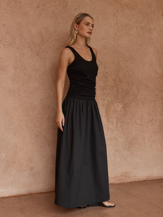 Sass Harris Ruched Dress - Black