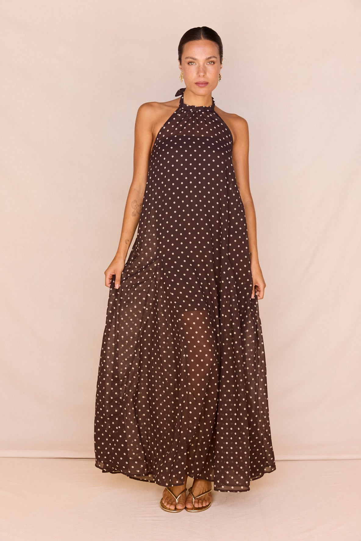 Sass Steph Halter Neck Dress - Polka Dot