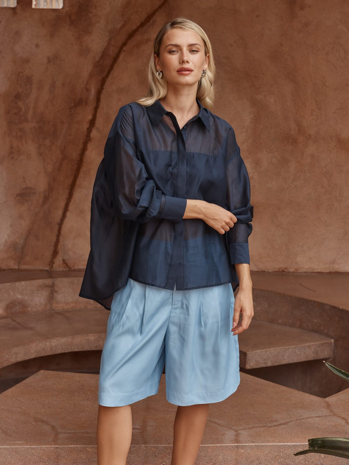 Sass Val Oversized Shirt - Navy