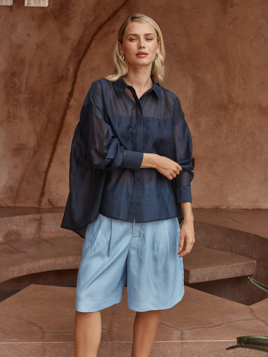 Sass Val Oversized Shirt - Navy
